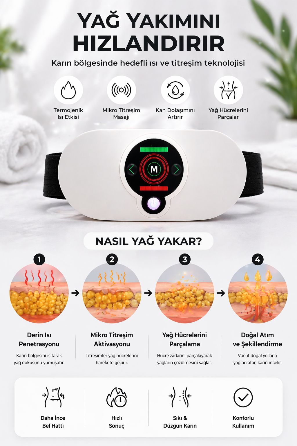 Isıtmalı Şarjlı – Regl Kemeri Masaj Aleti